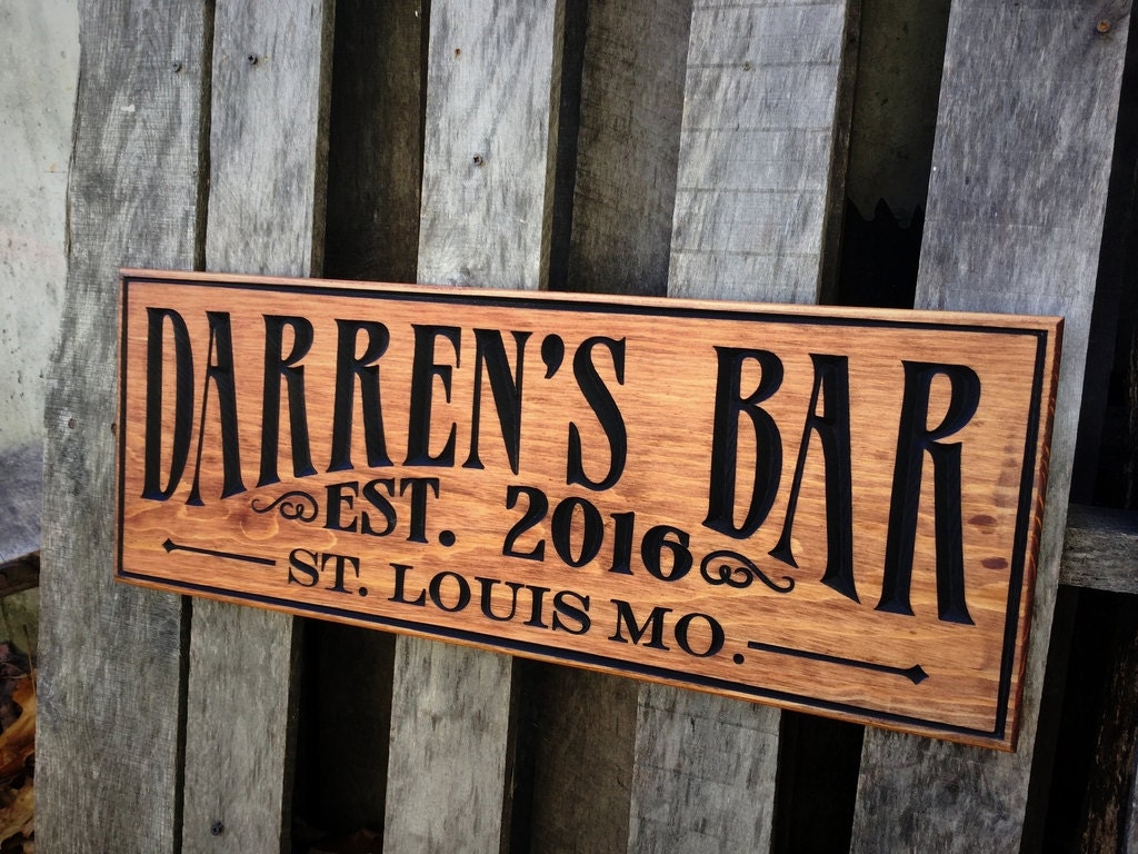 Bar sign Pub sign Personalized Bar decor Rustic Custom
