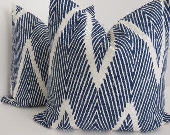 Chevron Pillows,Pillow Covers,Blue And White Pillows, Zig Zag Pillow, Decorative Pillow Covers, Ikat Pillow, Lacefield Bali Pillow Cover