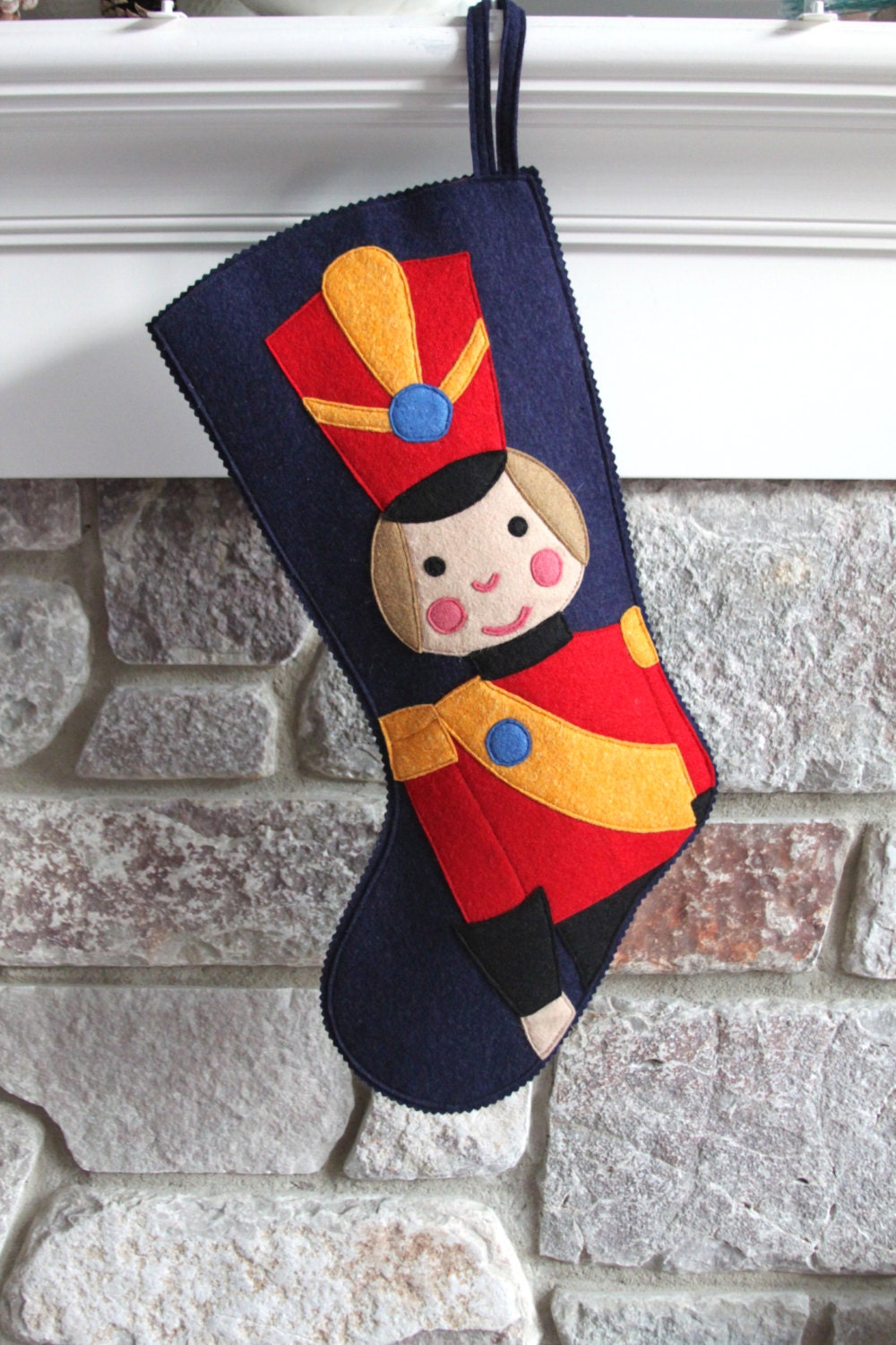 Handmade Wool Felt Christmas Stocking Celebrate with a Toy