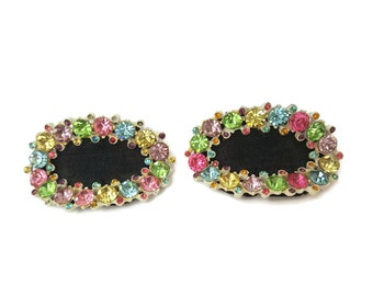 Shoe clips Vintage Shoe Buckles Pastel 1920s Shoe Clips Rhinestone Shoe Clips Wedding Shoe Slips Shoe Jewelry