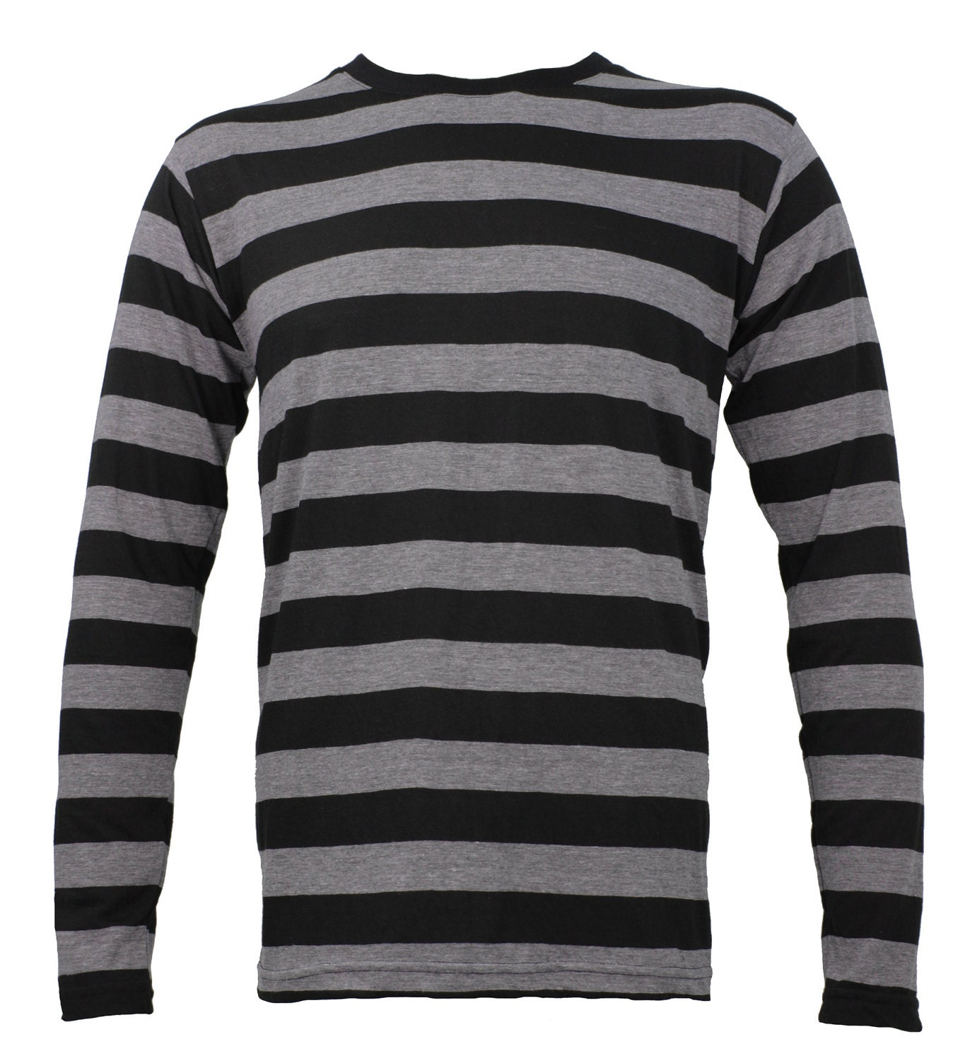 Long Sleeve Black & Heather Grey Striped Shirt XXL by SkirtStar