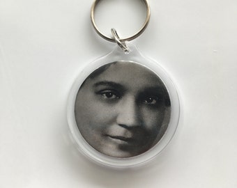 Jessie Redmon Fause Keychain Upcycled from the Woman Who Dare Library of Congress Cards