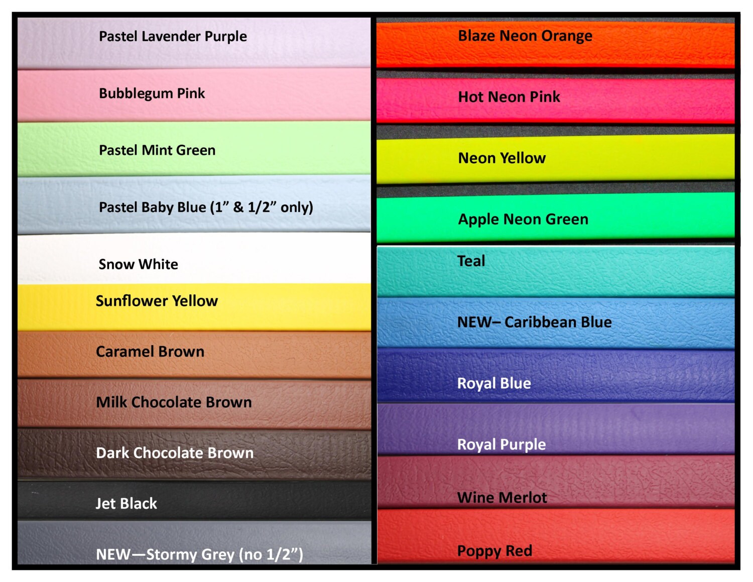 Samples Biothane Nylon bing Colour Samples Ribbon