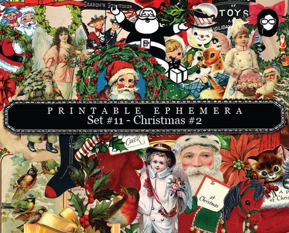 Christmas Clipart - Printable Ephemera Set # 11 Christmas - # 2 - 30 Page Instant Download - christmas clip art, clipart christmas