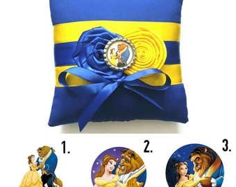 Beauty and the Beast Wedding Ring Pillow- (6x6 inch pillow)- Your choice of embellishment