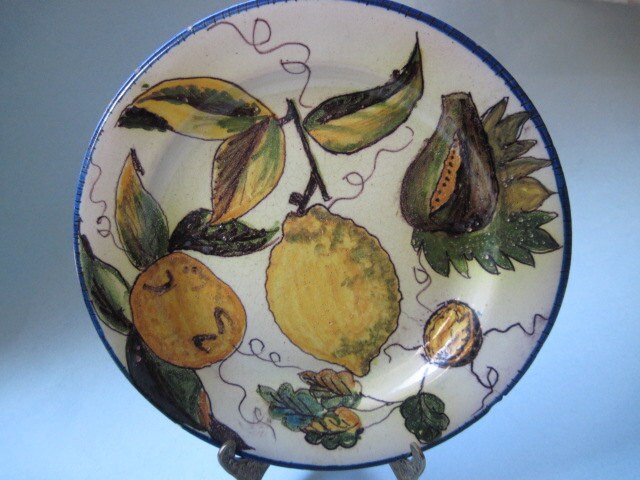 Vintage Majolica Rustic Pottery Lemon Plate