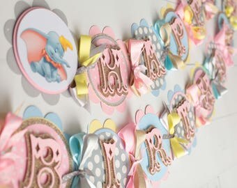 Dumbo Happy Birthday Banner,Dumbo Themed Birthday Party,Happy 1st Birthday,Dumbo decorations,Circus Themed Party, Circus Banner, Dumbo Baby