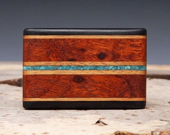 Exotic Wood and Turquoise Inlaid Belt Buckle - Handmade