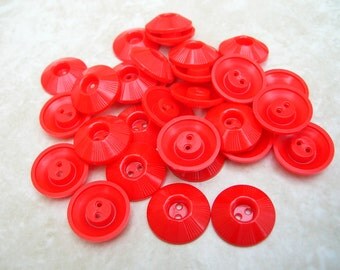 30 Vintage Red Buttons - Round Button Lot - Vintage Plastic Buttons - Vintage Buttons - 21mm - Valentines Day