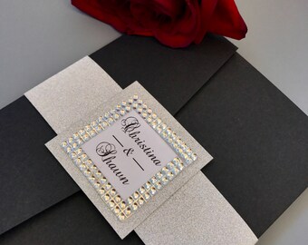 Black tie wedding invitation - Gala wedding invitation - black and silver wedding invitation - gala invitation - modern wedding invitation