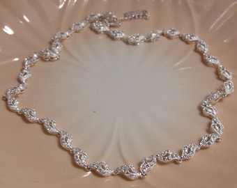 Napier Delicate Silver Tone Rhinestone Choker Necklace Perfect for a Bride or Special Occasion