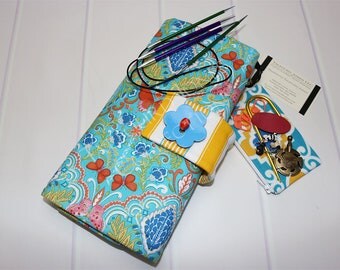 Circular Needle Case - Knitting Needle Case - Needle Storage - Knitting Supplies - Blue Needle Case - Dena Designs - Knitting Gifts