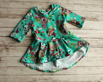 Girl Peplum top, Flower Girl Dress, Girl Spring Dress, Easter Outfit, Girls Top, Baby Dress, Maxi Dress, Hi low dress, Toddler Dress, Peplum