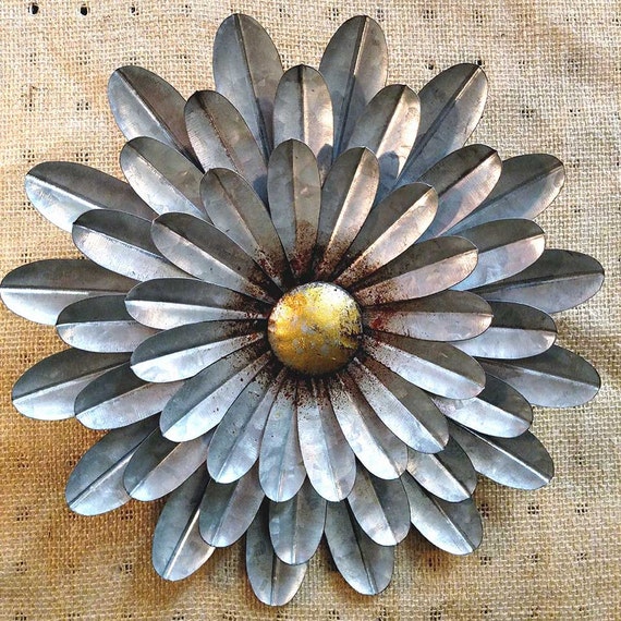 Recycled Metal Wall Decor Flower Sunflower Daisy