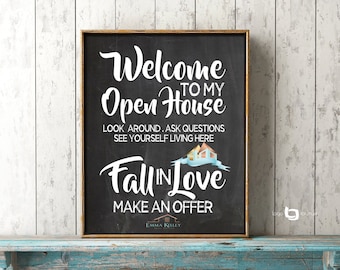 Realtor Open House Print, Realtor Open House Sign Print, House For Sale Print, Real Estate Welcome Sign, Fancy Realtor Print, Open House
