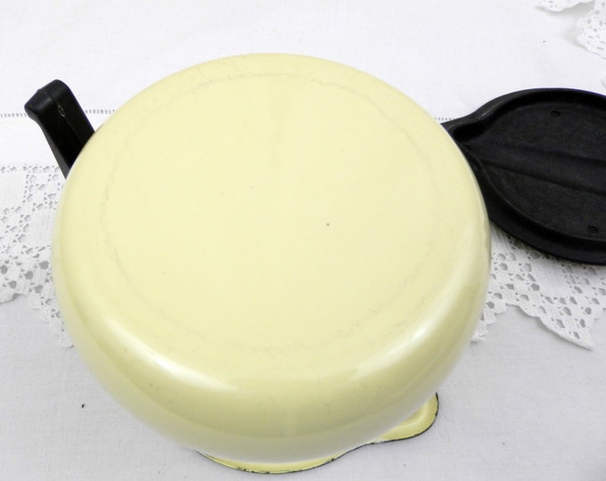Vintage French Bright Buttercup Yellow Mid Century Enamelware Lidded Pitcher, Enamel Jug, Retro Kitchenware, Vessel, Brocante, Home, Kitchen