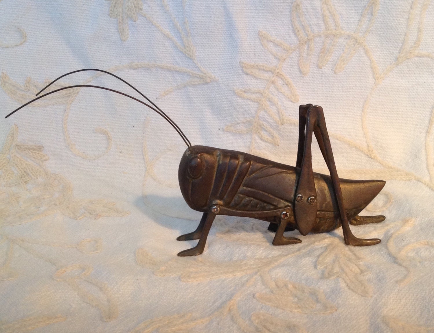 Brass lucky hearth cricket insect metal figurine