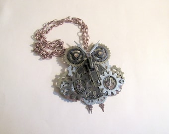 Steampunk Owl Gear Necklace