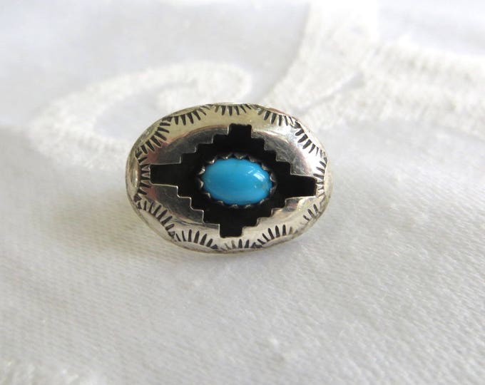 Sterling Navajo Earrings, Vintage Navajo Turquoise Pierced Earrings, Native American Jewelry