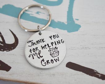 Thank You For Helping ME Grow~Aluminum LIGHT WEIGHT~ Small 1.125" Key Chain