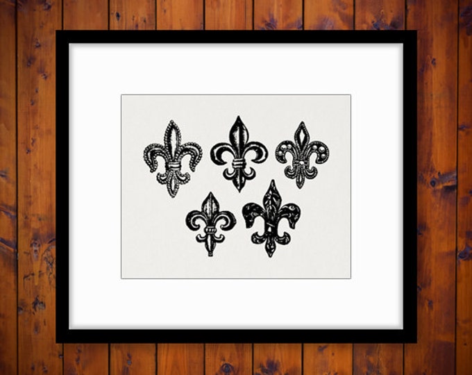 Digital Printable Fleur-de-lis Symbols Graphic Fleurdelis Image Collage Sheet Download Jpg Png Eps HQ 300dpi No.1260