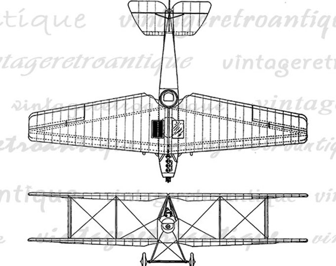 1917 Fighting Biplane Graphic Digital Download Antique Airplane Image Printable Vintage Clip Art Jpg Png Eps HQ 300dpi No.1633