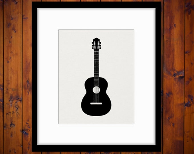 Acoustic Guitar Digital Printable Download Illustration Image Graphic Antique Clip Art Jpg Png Eps HQ 300dpi No.3307