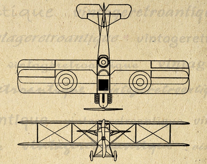 Le Pere Fighter Airplane Printable Digital Download Vintage Biplane Graphic Image Antique Clip Art Jpg Png Eps HQ 300dpi No.1619