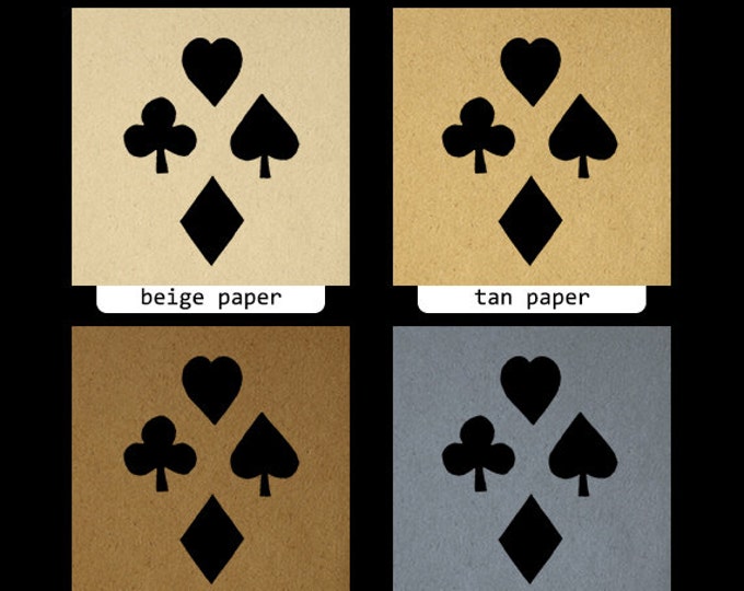 Digital Printable Poker Suits Graphic Heart Spade Diamond Club Download Image Antique Clip Art Jpg Png Eps HQ 300dpi No.2095