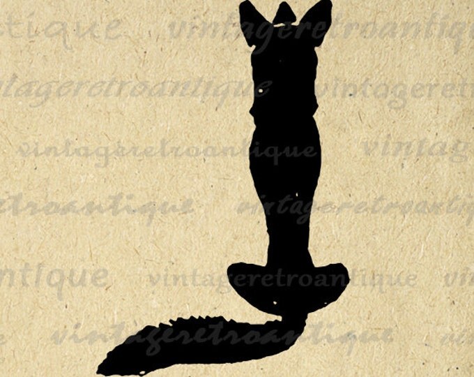 Fox Graphic Digital Image Silhouette Printable Animal Illustration Download Vintage Clip Art Jpg Png Eps HQ 300dpi No.882