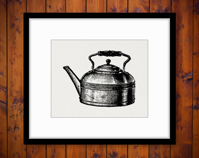 Tea Kettle Graphic Image Download Antique Digital Printable Vintage Clip Art Jpg Png Eps HQ 300dpi No.1516