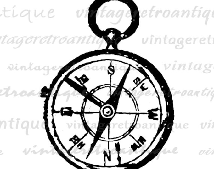 Digital Image Compass Graphic Antique Illustration Printable Download Vintage Clip Art Jpg Png Eps HQ 300dpi No.1161