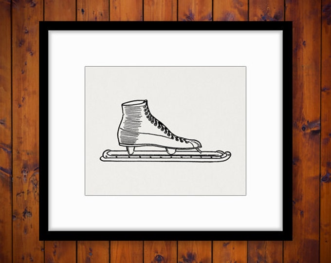 Printable Ice Skate Image Download Antique Illustration Graphic Digital Vintage Clip Art for Transfers Making Prints etc HQ 300dpi No.4078