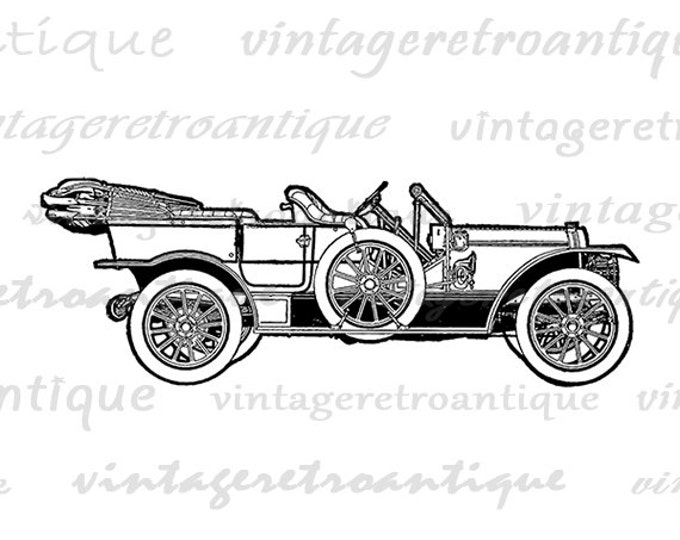 Digital Printable Old Car Graphic Automobile Image Download Vintage Clip Art Jpg Png Eps 18x18 HQ 300dpi No.3527