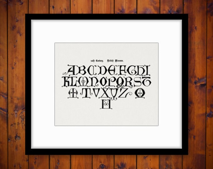 Gothic Alphabet Graphic Digital Image Ancient Alphabet Download Printable Vintage Clip Art Jpg Png Eps HQ 300dpi No.404