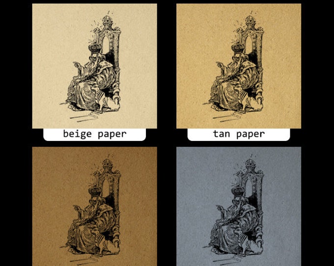 Digital Graphic King on Throne with Dog Download Printable Image Antique Clip Art Jpg Png Eps HQ 300dpi No.1881