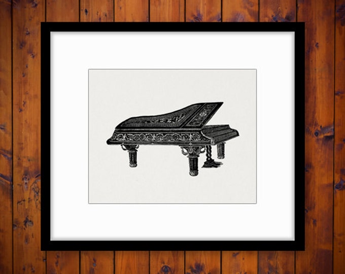 Printable Image Grand Piano Antique Graphic Music Digital Illustration Download Vintage Clip Art Jpg Png Eps 18x18 HQ 300dpi No.1621