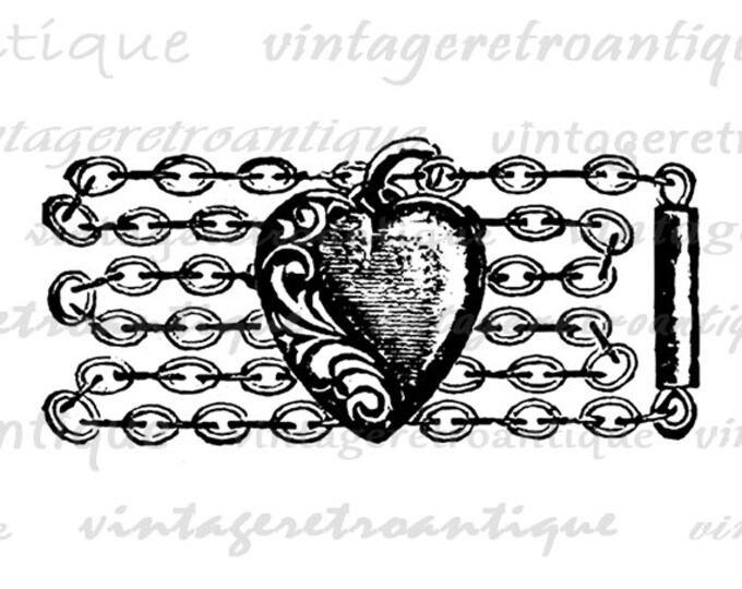 Heart Charm Vintage Digital Image Download Printable Graphic Vintage Clip Art HQ No.1250