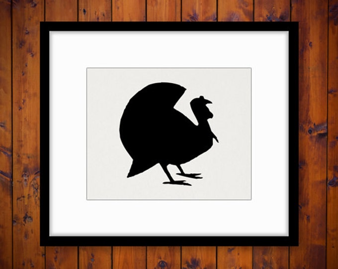 Turkey Silhouette Printable Graphic Download Thanksgiving Bird Animal Shape Image Turkey Digital Antique Clip Art HQ 300dpi No.4687