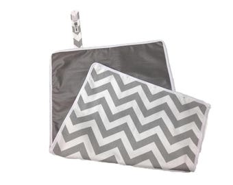 Grey Chevron Waterproof Diaper Changing Pad - Ready to Ship- Machine Washable