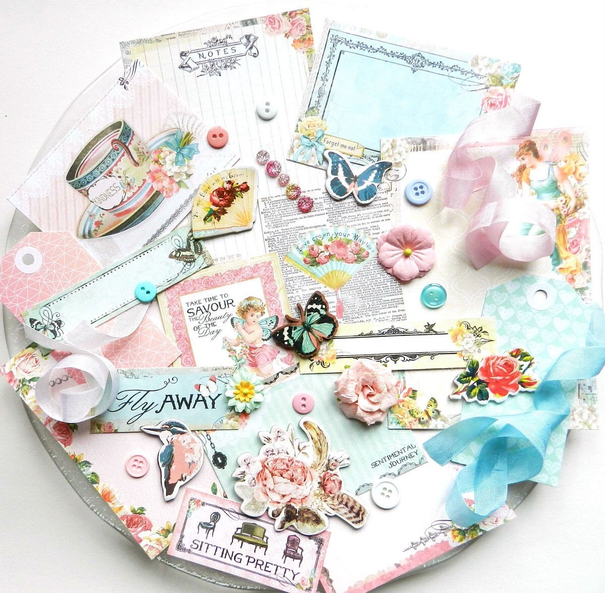 Scrapbook Embellishment Kit / Blue Fern Studios Montage