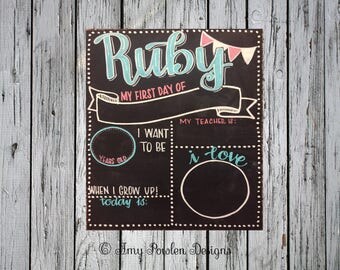 Hand-painted first day of school chalkboard