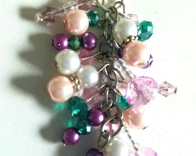 Interchangeable Pink White Purple Teal Beaded Toggle Pendant