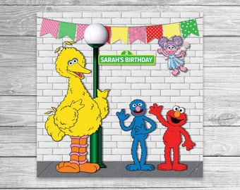 Sesame Street birthday photo station backdrop