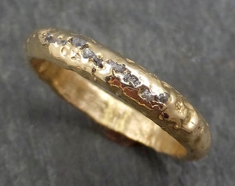 Raw Rough Diamond Men's Wedding Band 14k Gold Black Grey conflict free diamonds Recycled gold byAngeline 0338