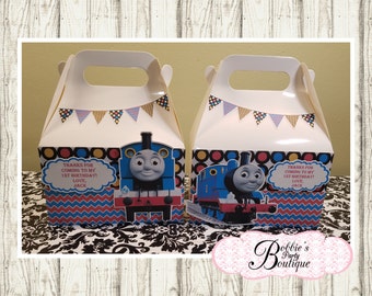 Thomas the Train favor box, Thomas the Train gable box, 10 Thomas the Train party favor gable box, Thomas favor box