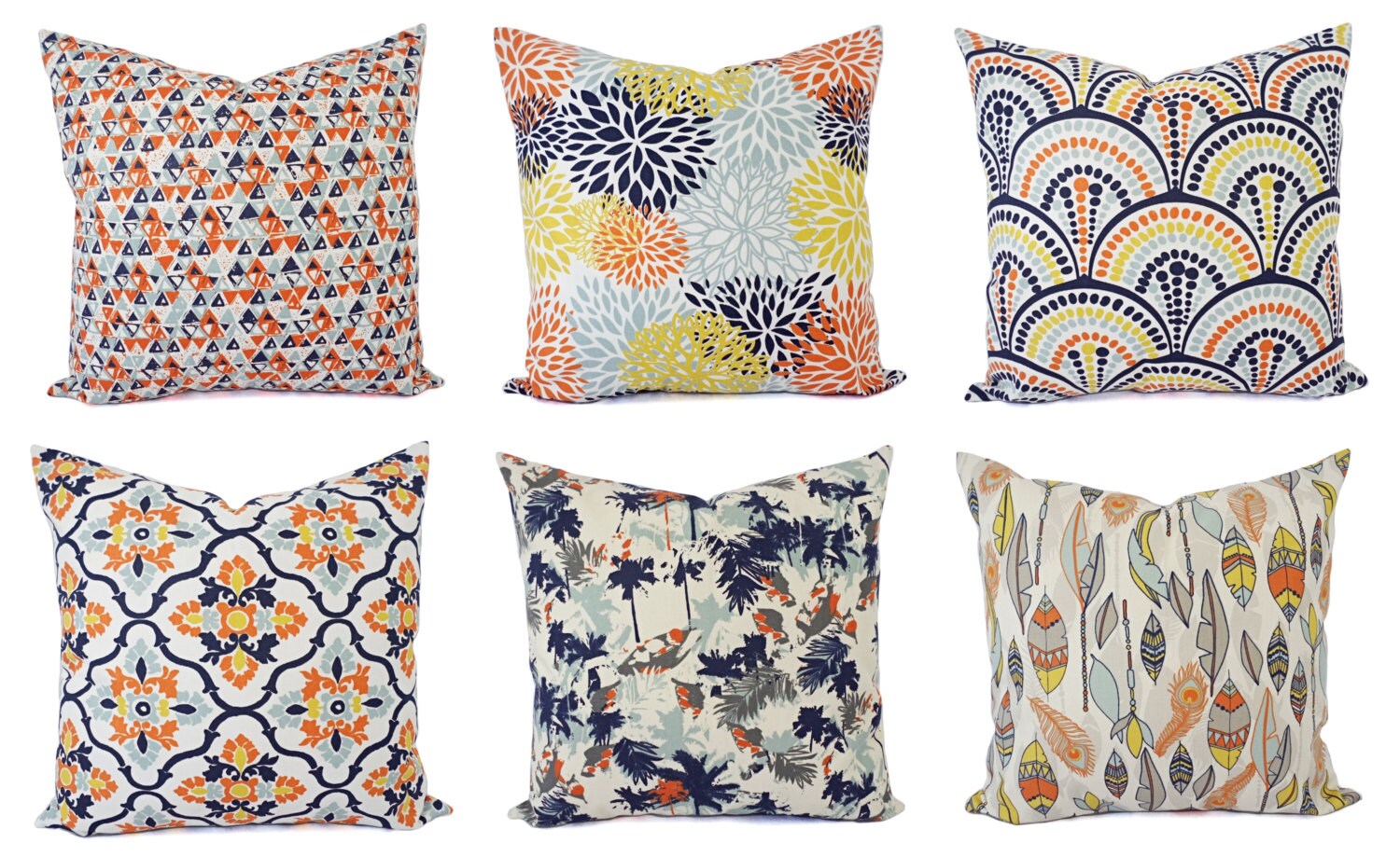 Orange Navy Pillow Cover Orange Pillow Cover Navy
