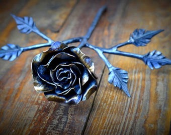 Metal Rose * Steel Rose * Rose Art * Bloom Sculpture * Blacksmith Made * Rose Sculpture * Anniversary Gifts for Women * Anniversary Gift