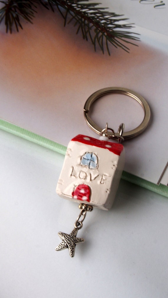 Cute Keychain accessory Little ceramic by VitezArtGlassDesign