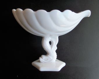 Bearded Dolphin (Koi fish, Triton, Sea Animal) MilkGlass Bowl